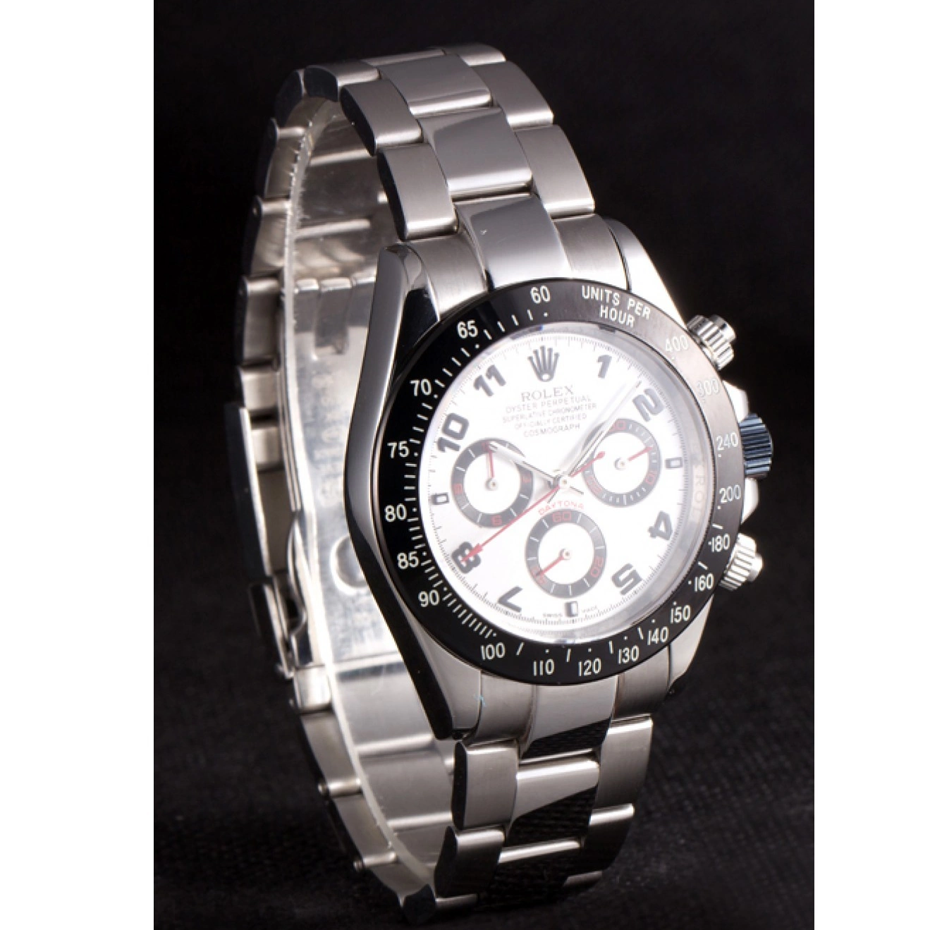 MiroTime 0805 Rolex Daytona Stainless Steel Black Enameled Silver Dial